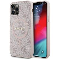 GUESS GUHMP12MG4GFRP IPHONE 12/12 PRO 6.1" RÓŻOWY/PINK HARDCASE 4G COLLECTION LEATHER METAL LOGO MAGSAFE