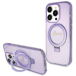 GUESS GUHMP13LHRSGSU IPHONE 13 PRO / 13 6.1" FIOLETOWY/PURPLE HARDCASE RING STAND SCRIPT GLITTER MAGSAFE