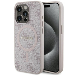 GUESS GUHMP14LG4GFRP IPHONE 14 PRO 6.1" RÓŻOWY/PINK HARDCASE 4G COLLECTION LEATHER METAL LOGO MAGSAFE