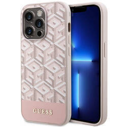 GUESS GUHMP14LHGCFSEP IPHONE 14 PRO 6,1" RÓŻOWY/PINK HARD CASE GCUBE STRIPES MAGSAFE