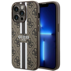 GUESS GUHMP14LP4RPSW IPHONE 14 PRO 6.1" BRĄZOWY/BROWN HARDCASE 4G PRINTED STRIPES MAGSAFE