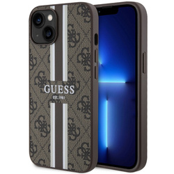 GUESS GUHMP14MP4RPSW IPHONE 14 PLUS / 15 PLUS 6.7" BRĄZOWY/BROWN HARDCASE 4G PRINTED STRIPES MAGSAFE