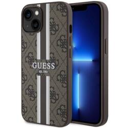 GUESS GUHMP14SP4RPSW IPHONE 14 / 15 / 13 6.1" BRĄZOWY/BROWN HARDCASE 4G PRINTED STRIPES MAGSAFE