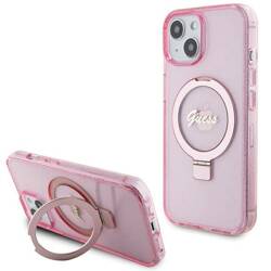 GUESS GUHMP15MHRSGSP IPHONE 15 PLUS / 14 PLUS 6.7" RÓŻOWY/PINK HARDCASE RING STAND SCRIPT GLITTER MAGSAFE