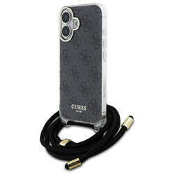 Guess GUHCP16SHC4SEK iPhone 16 6.1"       czarny/black hardcase Crossbody Cord 4G Print