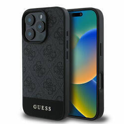 Guess GUHCP16XG4GLGR iPhone 16 Pro Max szary/grey HC PC/TPU 4G PU Bottom Stripe