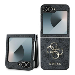 Guess GUHCZF64GMGGR Z Flip6 F741 czarny/black Leather 4G Metal Logo