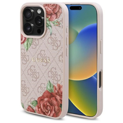 Guess GUHMP16LP4ROPEMCP iPhone 16 Pro     6.3" różowy/pink hardcase 4G Flowers Print MagSafe