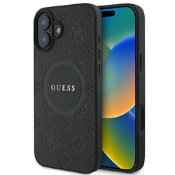 Guess GUHMP16SPSAPSMEK iPhone 16 6.1" czarny/black hardcase Saffiano Peony Classic Logo MagSafe