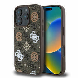 Guess GUHMP16XP4PWPW iPhone 16 Pro Max brązowy/brown MagSafe PU Peony On 4G Background