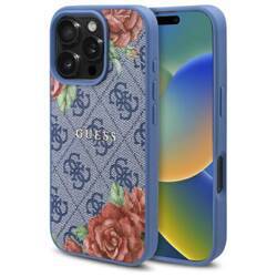 Guess GUHMP16XP4ROPEMCB iPhone 16 Pro     Max 6.9" niebieski/blue hardcase 4G Flowers Print MagSafe