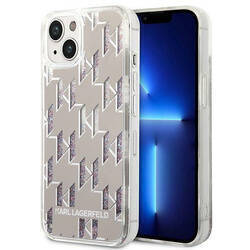 KARL LAGERFELD KLHCP14SLMNMS IPHONE 14 / 15 / 13 6,1" HARDCASE SREBRNY/SILVER LIQUID GLITTER MONOGRAM