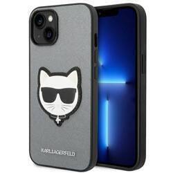 KARL LAGERFELD KLHCP14SSAPCHG IPHONE 14 / 15 / 13 6,1" HARDCASE SREBRNY/SILVER SAFFIANO CHOUPETTE HEAD PATCH