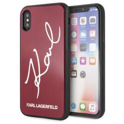 KARL LAGERFELD KLHCPXDLKSRE IPHONE X/XS CZERWONY/RED HARD CASE SIGNATURE GLITTER