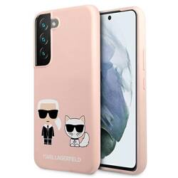 KARL LAGERFELD KLHCS22MSSKCI S22+ S906 HARDCASE JASNO RÓŻOWY/LIGHT PINK SILICONE IKONIK KARL & CHOUPETTE