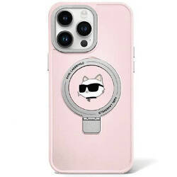 KARL LAGERFELD KLHMP15LHMRSCHP IPHONE 15 PRO 6.1" RÓŻOWY/PINK HARDCASE RING STAND CHOUPETTE HEAD MAGSAFE