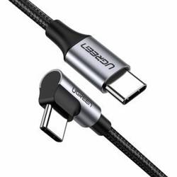Kabel USB-C do USB-C, kątowy UGREEN QC 3.0 PD 3A 60W 1m (czarny)