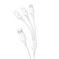 Kabel USB - USB C / micro USB / Lightning 480Mb/s 6A 1.2m - biały