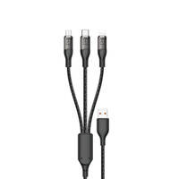 Kabel do szybkiego ładowania 120W 1m  3w1 USB - USB-C / microUSB / Lightning Dudao L22X - srebrny