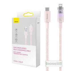 Kabel szybko ładujący Baseus USB-C do Lightning  Explorer Series 1m, 20W (różowy)