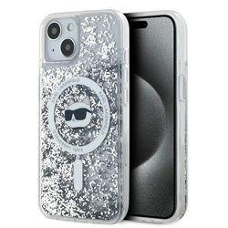 Karl Lagerfeld KLHMP14SLGCHSGH iPhone 14 / 15 / 13 6.1" hardcase transparent Liquid Glitter Choupette Head Magsafe