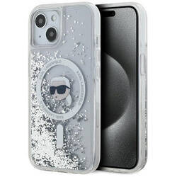 Karl Lagerfeld KLHMP15SLGKISGH iPhone 15 / 14 / 13 6.1" hardcase transparent Liquid Glitter Karl Head Magsafe