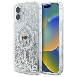 Karl Lagerfeld KLHMP16SLGKISGH iPhone 16  6.1" hardcase transparent Liquid Glitter Karl Head Magsafe