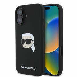 Karl Lagerfeld KLHMP16SSKHPPLK iPhone 16 czarny/black HC MagSafe Sil KL Head Print