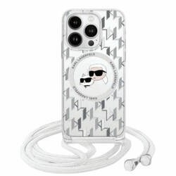 Karl Lagerfeld KLHMP16XHCKCKLCT iPhone    16 Pro Max 6.9" transparent hardcase IML Crossbody Monogram Karl & Choupette Head MagSafe