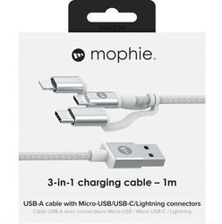 MOPHIE KABEL MICRO-USB / USB-C / LIGHTNING 1M BIAŁY