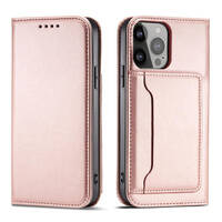 Magnet Card Case etui Samsung Galaxy S23 pokrowiec z klapką portfel podstawka różowe