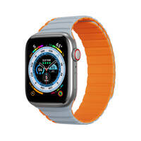 Magnetyczny pasek Apple Watch Ultra, SE, 8, 7, 6, 5, 4, 3, 2, 1 (49, 45, 44, 42  mm) Dux Ducis Strap (LD Version) - szaro-pomarańczowy