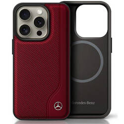 Mercedes MEHMP16L23RBGVR iPhone 16 Pro  6.3" czerwony/red hardcase MB Wood Imitation Leather MagSafe