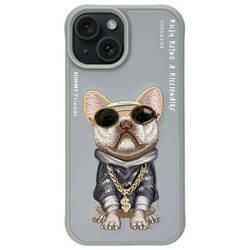 Nimmy etui iPhone 15 6.1" szary/gray      Glasses Cool Dog