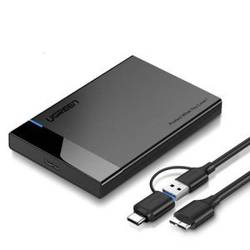 Obudowa zewnętrzna dysku HDD/SSD 2,5" UGREEN US221, SATA, USB 3.0 + USB-C do micro USB 3.0 (czarna)