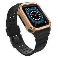 Protect Strap Band opaska z etui do Apple Watch 7 / 6 / 5 / 4 / 3 / 2 / SE (45 / 44 / 42mm) obudowa pancerny pokrowiec na zegarek czarny