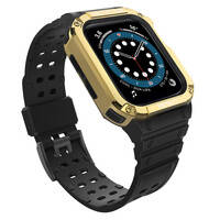 Protect Strap Band opaska z etui do Apple Watch 7 / 6 / 5 / 4 / 3 / 2 / SE (45 / 44 / 42mm) obudowa pancerny pokrowiec na zegarek czarny