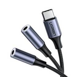 Rozdzielacz audio AUX UGREEN kabel USB-C, 25cm (srebrny)