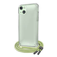 SBS Transparent Cover with Green Neck Strap for iPhone 13