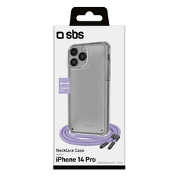 SBS Violet Necklace Case with coloured strap, for iPhone 14 Pro