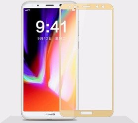 SZKŁO HARTOWANE 3D CAŁY EKRAN HUAWEI MATE 10 LITE ZŁOTE ŻELOWA RAMKA