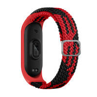 Strap Fabric opaska do Xiaomi Mi Band 6 / 5 / 4 / 3 pleciony materiałowy pasek bransoletka czerwono-czarny