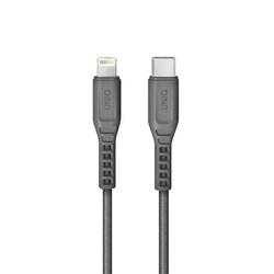 UNIQ KABEL MFI FLEX USB-C-LIGHTNING 18W NYLONOWY SZARY/CHARCOAL GREY