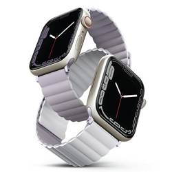 UNIQ pasek Revix Apple Watch Series 1/2/3/4/5/6/7/8/9/SE/SE2 38/40/41mm. Reversible Magnetic lilak-biały/lilac-white