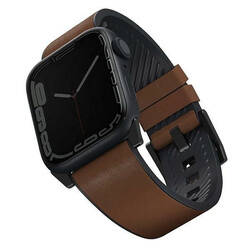 UNIQ pasek Straden Apple Watch Series 1/2/3/4/5/6/7/8/9/SE/SE2/Ultra/Ultra 2 42/44/45/49mm. Leather Hybrid Strap brązowy/brown