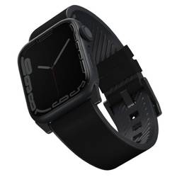 UNIQ pasek Straden Apple Watch Series 1/2/3/4/5/6/7/8/9/SE/SE2/Ultra/Ultra 2 42/44/45/49mm. Leather Hybrid Strap czarny/black