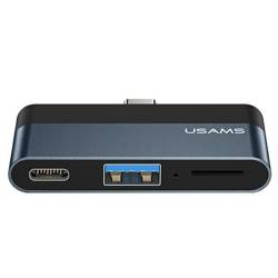 USAMS Adapter HUB USB 3.0/USB-C/Micro SD szary/grey SJ491HUB01 (US-SJ491)
