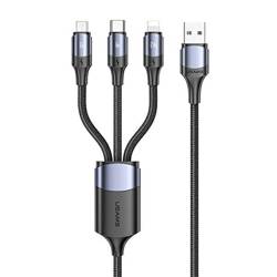 USAMS Kabel U71 3w1 1.2m 6A Fast Charge czarny/black (lightning/microUSB/USB-C) SJ510USB01 (US-SJ510)