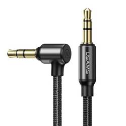 USAMS Kabel audio pleciony jack 3.5mm - 3,5mm 1,2m czarny/black SJ557YP01 (US-SJ557)