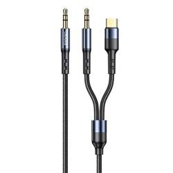USAMS Kabel pleciony 2w1 1,2m Fast Charge (USB-C/Jack 3,5mm na Jack 3,5mm) SJ555YP01 (US-SJ555)